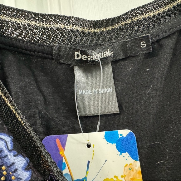 New with tags Desigual 3/4 length sleeve shirt top made Spain Floral Flowers - Picture 4 of 7